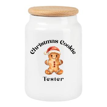 Christmas Cookie Tester – Lebkuchen Style - Keksdose mit Holzdeckel - Weiß - Vorne