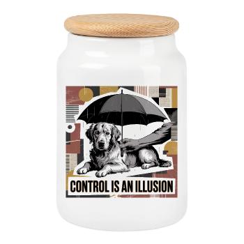 Control Is an Illusion Dog Art - Cookie Jar with Wooden Lid - white - Front