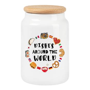 Dishes around the world - Cookie Jar with Wooden Lid - white - Front
