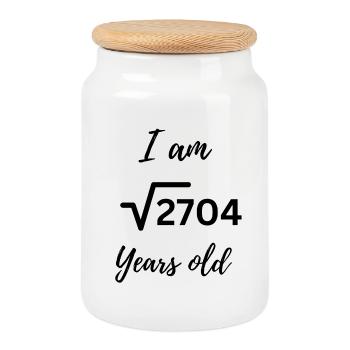 √2704 – 52 ans - Boîte à biscuits avec couvercle en bois - blanc - Devant