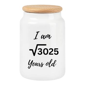 √3025 – 55 Jahre voller Klasse - Keksdose mit Holzdeckel - Weiß - Vorne