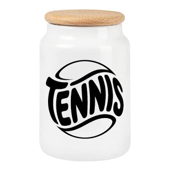 Logo de tennis - Logo sportif cool - Boîte à biscuits avec couvercle en bois - blanc - Devant