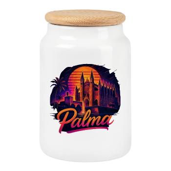 Nachtansicht Palma Kathedrale Mallorca - Keksdose mit Holzdeckel - Weiß - Vorne