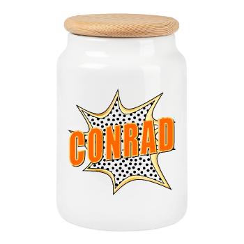 NOM CONRAD POP-ART - Boîte à biscuits avec couvercle en bois - blanc - Devant