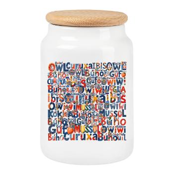 Owls VIAIT1 - Cookie Jar with Wooden Lid - white - Front