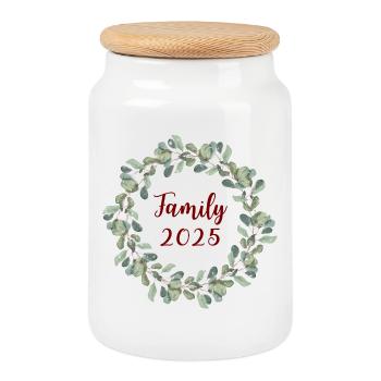 Advent Wreath Family Family 2025 Christmas - Cookie Jar with Wooden Lid - white - Front