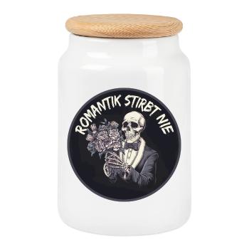 Love until death – Gothic Skull Design - Cookie Jar with Wooden Lid - white - Front