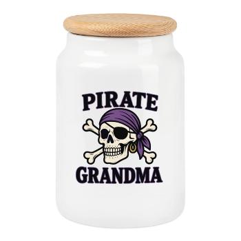 Mamie Pirate - Boîte à biscuits avec couvercle en bois - blanc - Devant
