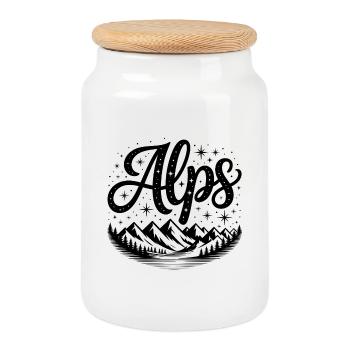 Alpen - Souvenir Design - Keksdose mit Holzdeckel - Weiß - Vorne
