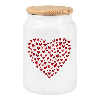 Collection Cœur : L’Amour en Rouge - Boîte à biscuits avec couvercle en bois - blanc - Devant