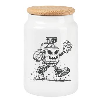 Skull Grenade - Cookie Jar with Wooden Lid - white - Front