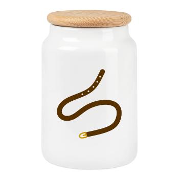 Elegant Brown Belt Monochrome Design - Cookie Jar with Wooden Lid - white - Front