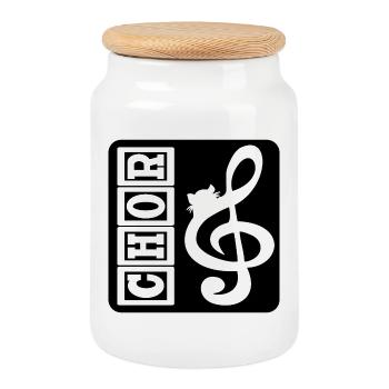 CHOIR CATS MUSIC - Cookie Jar with Wooden Lid - white - Front