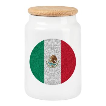 Mexican Flag Tramp Style - Cookie Jar with Wooden Lid - white - Front