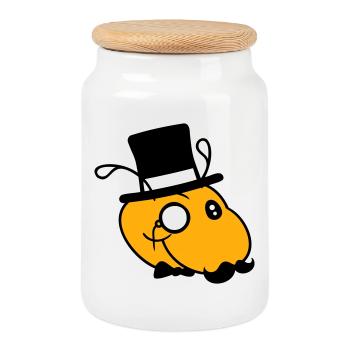 Caterpillar Sir Lord Rich Monocle Lunettes Chapeau haut de forme - Boîte à biscuits avec couvercle en bois - blanc - Devant