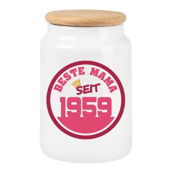 Maman 1959 - Boîte à biscuits avec couvercle en bois - blanc - Devant