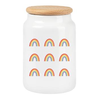 Motif arc-en-ciel éclatant pour vêtements LGBT - Boîte à biscuits avec couvercle en bois - blanc - Devant