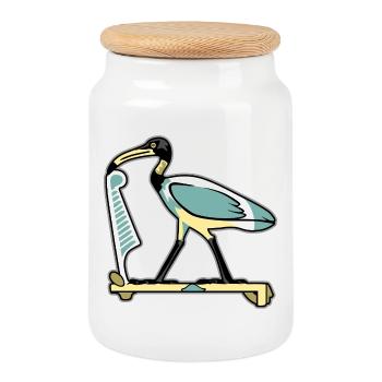 Symbole égyptien THOTH - Boîte à biscuits avec couvercle en bois - blanc - Devant