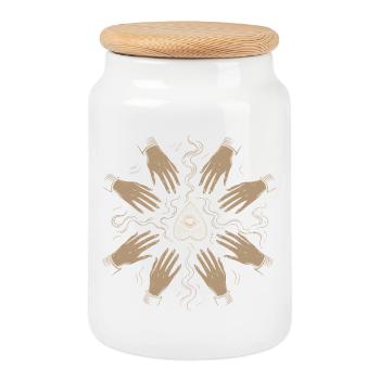 Samhain Witch Hands Ritual Mystical Motif - Cookie Jar with Wooden Lid - white - Front