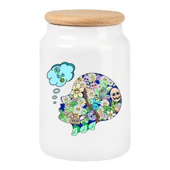 creative spirit - Cookie Jar with Wooden Lid - white - Front
