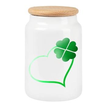 Lucky Heart - Cookie Jar with Wooden Lid - white - Front
