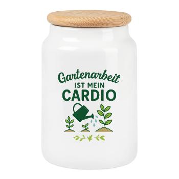 Gartenarbeit ist mein Cardio Motiv - Keksdose mit Holzdeckel - Weiß - Vorne