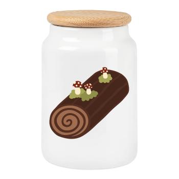 Bûche De Noël - Keksdose mit Holzdeckel - Weiß - Vorne