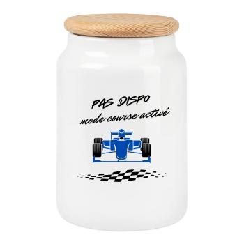 Design sport automobile - Boîte à biscuits avec couvercle en bois - blanc - Devant