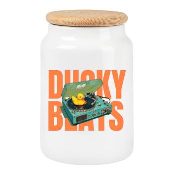 Ducky BEats - Keksdose mit Holzdeckel - Weiß - Vorne