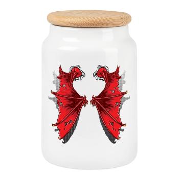 Ailes de dragon - Boîte à biscuits avec couvercle en bois - blanc - Devant