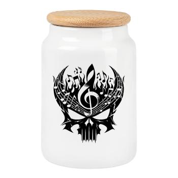 When Music Burns to the Bone Marrow Skull Song - Cookie Jar with Wooden Lid - white - Front
