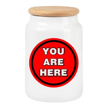You Are Here - Cookie Jar with Wooden Lid - white - Front