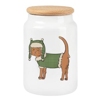 Chat-pka - Cookie Jar with Wooden Lid - white - Front