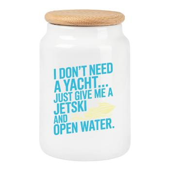 Jetski Ocean Freedom Rider Graphic  - Cookie Jar with Wooden Lid - white - Front