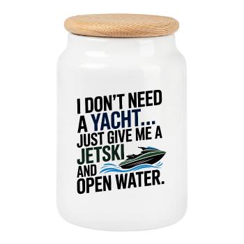 Lustiger Jetski nicht Yacht Open Water - Keksdose mit Holzdeckel - Weiß - Vorne