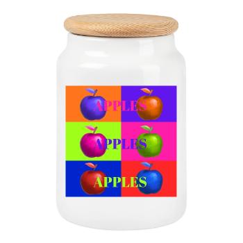 Pop Art Apple Collage Design - Boîte à biscuits avec couvercle en bois - blanc - Devant