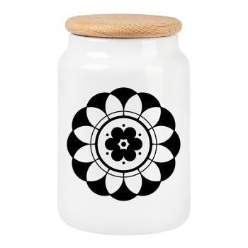 Kornkreis Blume Mandala - Keksdose mit Holzdeckel - Weiß - Vorne