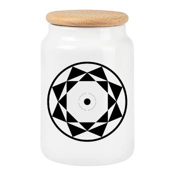Conception géométrique de mandala en étoile - Boîte à biscuits avec couvercle en bois - blanc - Devant