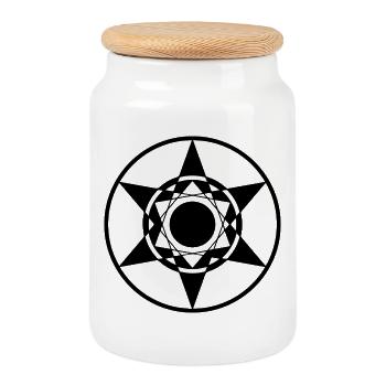 Heptagramme étoile crop circle Design - Boîte à biscuits avec couvercle en bois - blanc - Devant
