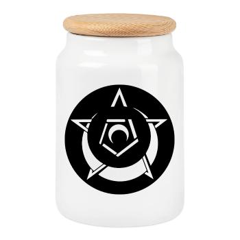 Mystischer Pentagramm-Kornkreis - Keksdose mit Holzdeckel - Weiß - Vorne