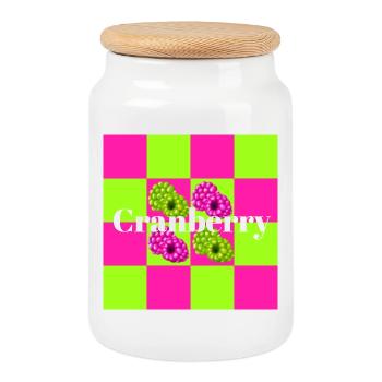 Berry & Jeu de Couleurs Motif Scintillant - Boîte à biscuits avec couvercle en bois - blanc - Devant
