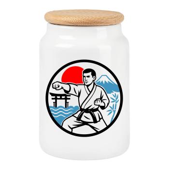 Karate Nature - Cookie Jar with Wooden Lid - white - Front