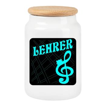 Professeur Clé de musique - Boîte à biscuits avec couvercle en bois - blanc - Devant