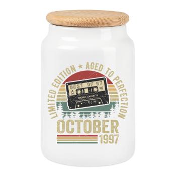 Classic Car October 1997 Birthday Gift October - Cookie Jar with Wooden Lid - white - Front