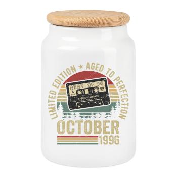 Classic Car October 1996 Birthday Gift October - Cookie Jar with Wooden Lid - white - Front