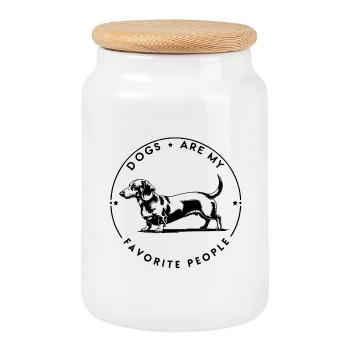 Les chiens sont mes personnes préférées - Drôle de chien teckel - Boîte à biscuits avec couvercle en bois - blanc - Devant