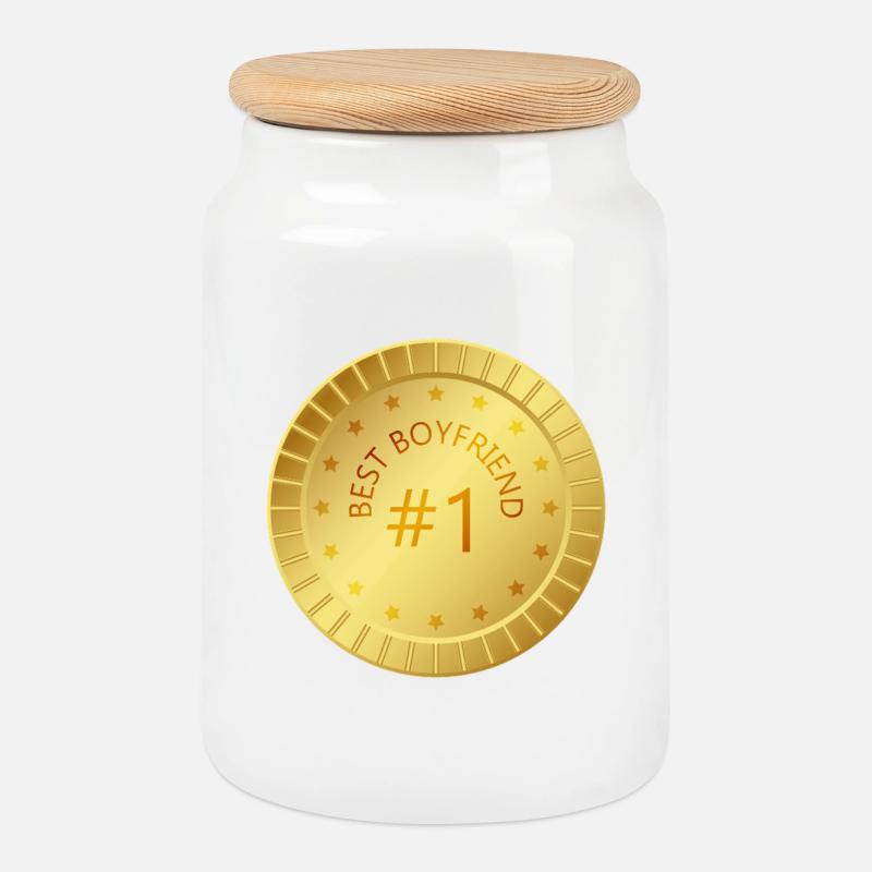 Goldmedaille Bester Freund #1 - Keksdose mit Holzdeckel - Weiß