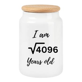 64 ans de style – Mathématiquement intelligent avec √4096 - Boîte à biscuits avec couvercle en bois - blanc - Devant