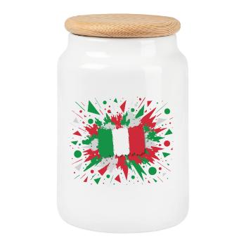 Impression d’art drapeau italien - Boîte à biscuits avec couvercle en bois - blanc - Devant