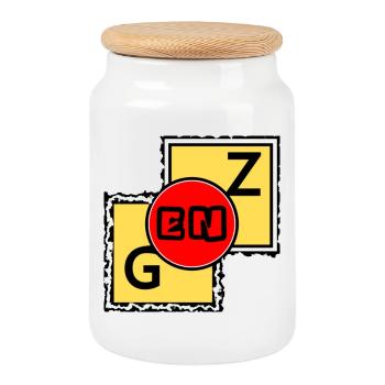 GEN Z Blocks - Cookie Jar with Wooden Lid - white - Front